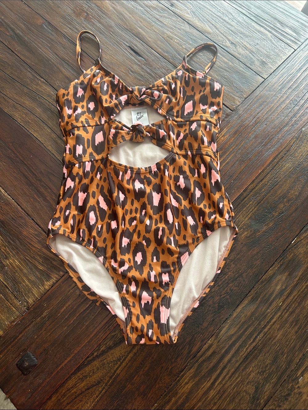 art class Girls Brown and Pink Leopard Print One-Piece Swimsuit